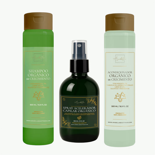 Kit Crecimiento Capilar con Biotina (Shampoo, Acondicionador y Spray)