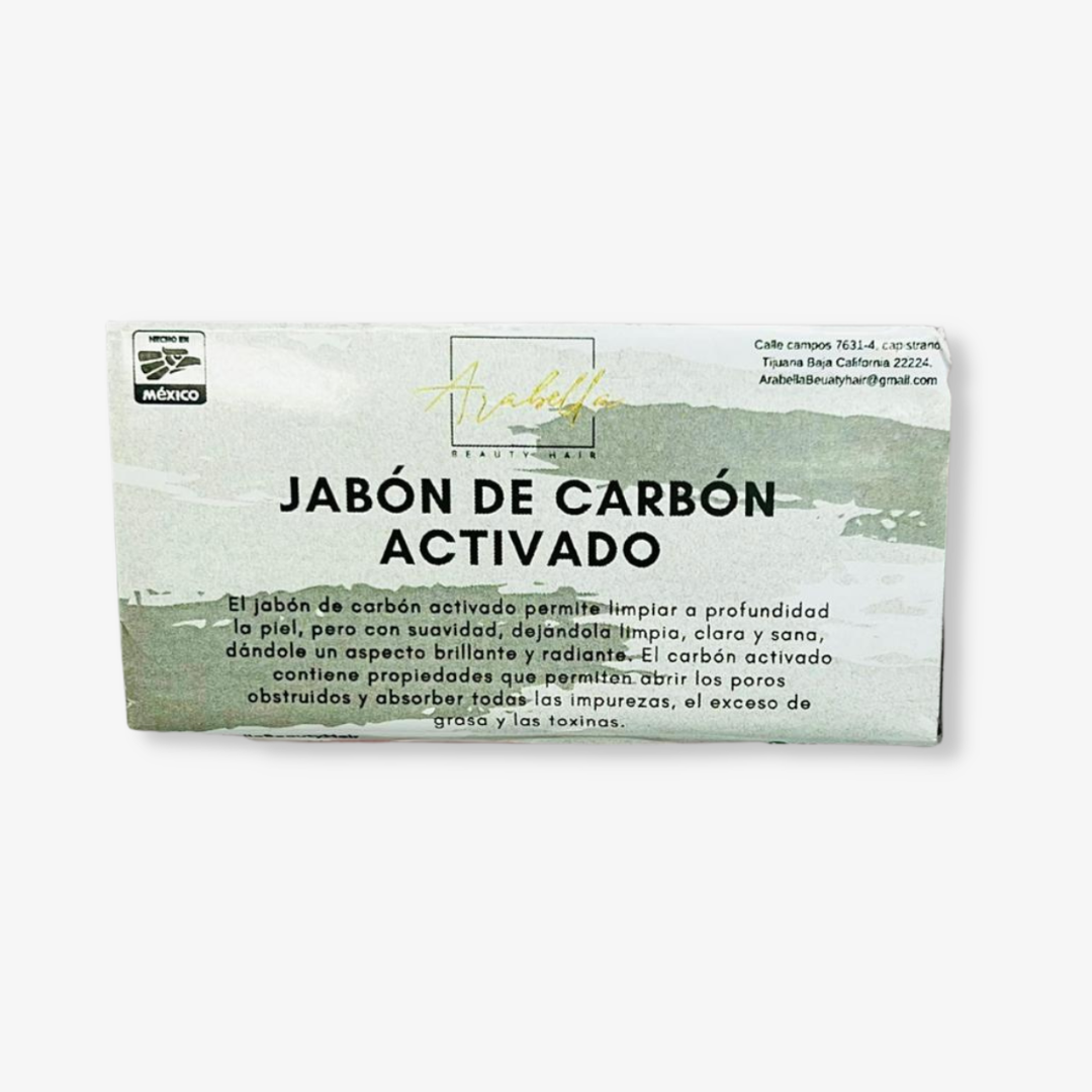 Imagen de jabón de carbón activado. Limpia a profundidad la piel dando aspecto brillante y radiante.